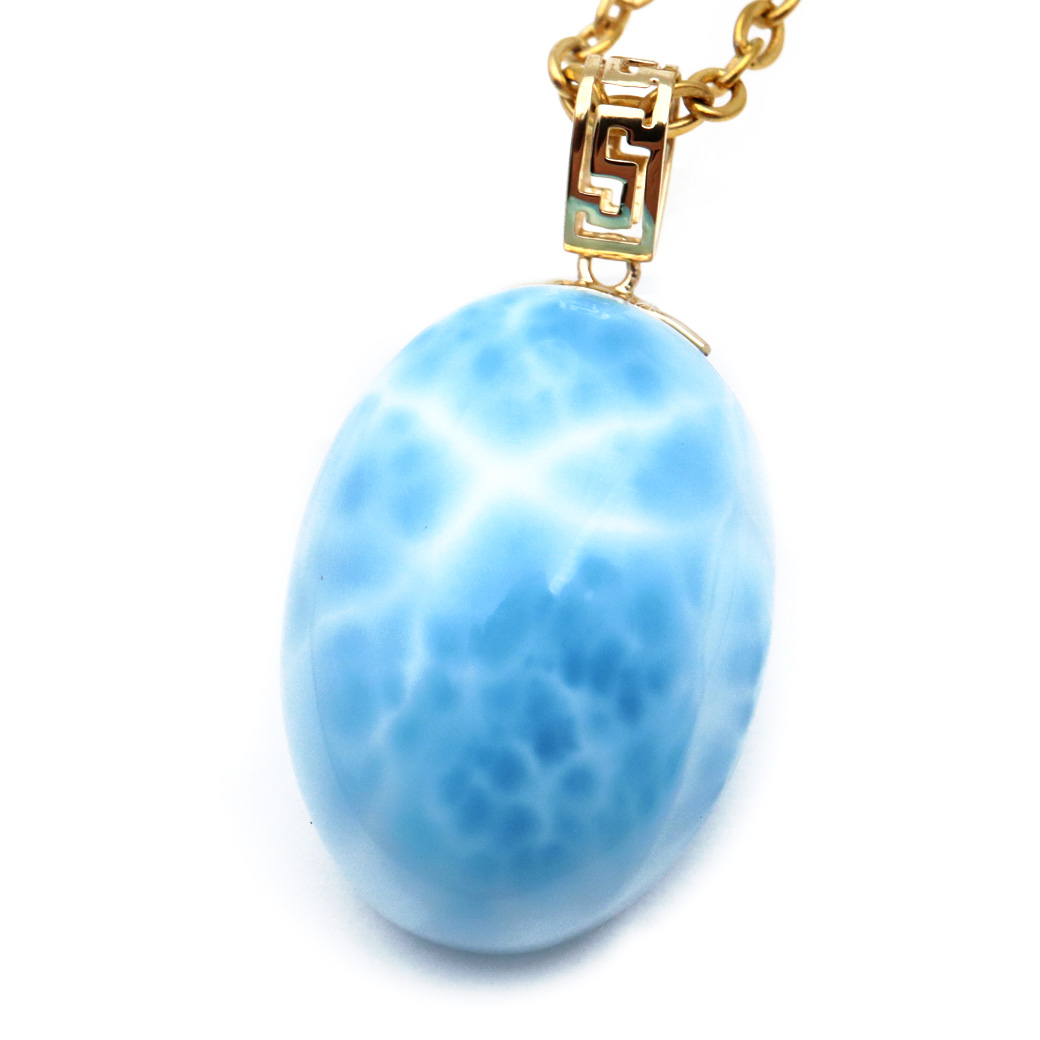 ラリマー ネックレス 天然石 ペンダント 18金 K18 ロイヤルクラス Srank スカイブルー ドミニカ産 パワーストーン 1点物