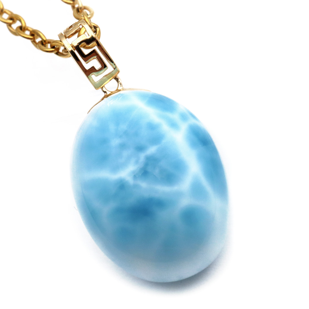 ラリマー ネックレス 天然石 ペンダント 18金 K18 ロイヤルクラス Srank スカイブルー ドミニカ産 パワーストーン 1点物