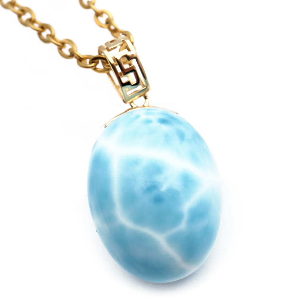 ラリマー ネックレス 天然石 ペンダント 18金 K18 ロイヤルクラス Srank スカイブルー ドミニカ産 パワーストーン 1点物