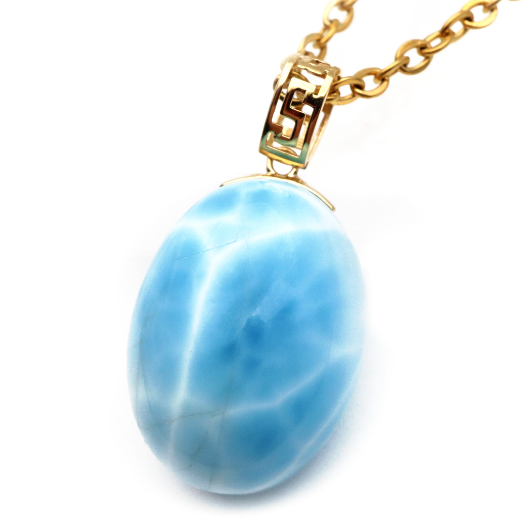 ラリマー ネックレス 天然石 ペンダント 18金 K18 ロイヤルクラス Srank スカイブルー ドミニカ産 パワーストーン 1点物