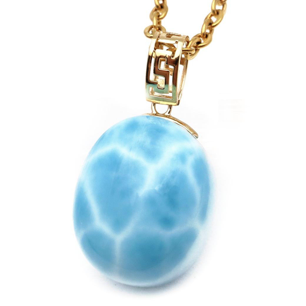 ラリマー ネックレス 天然石 ペンダント 18金 K18 ロイヤルクラス Srank スカイブルー ドミニカ産 パワーストーン 1点物