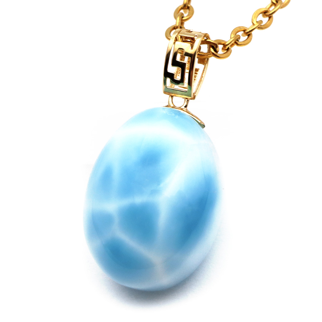 ラリマー ネックレス 天然石 ペンダント 18金 K18 ロイヤルクラス Srank スカイブルー ドミニカ産 パワーストーン 1点物