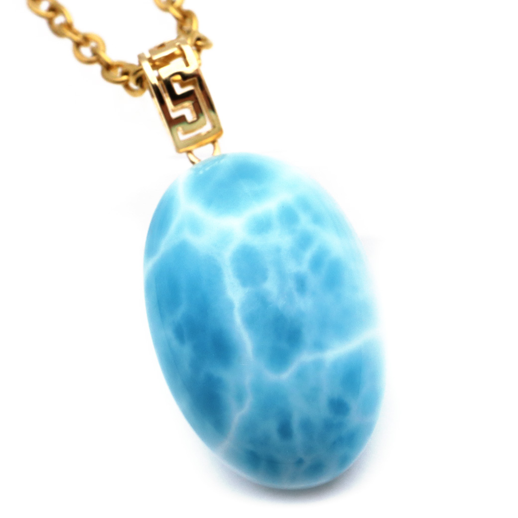 ラリマー ネックレス 天然石 ペンダント 18金 K18 ロイヤルクラス Srank スカイブルー ドミニカ産 パワーストーン 1点物