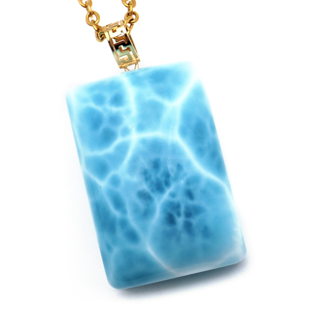 ラリマー ネックレス 天然石 ペンダント 18金 K18 ロイヤルクラス Srank スカイブルー ドミニカ産 パワーストーン 1点物