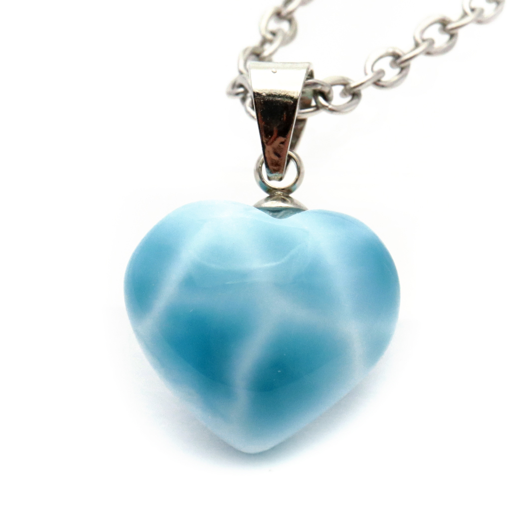 ラリマー ネックレス 天然石 ペンダント ハート かわいい ロイヤルクラス Srank スカイブルー ドミニカ産 パワーストーン 1点物 ギフト