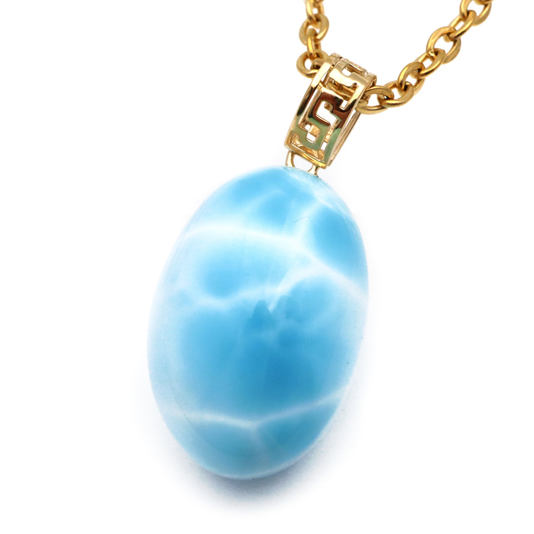 ラリマー ネックレス 天然石 ペンダント 18金 K18 ロイヤルクラス Srank スカイブルー ドミニカ産 パワーストーン 1点物