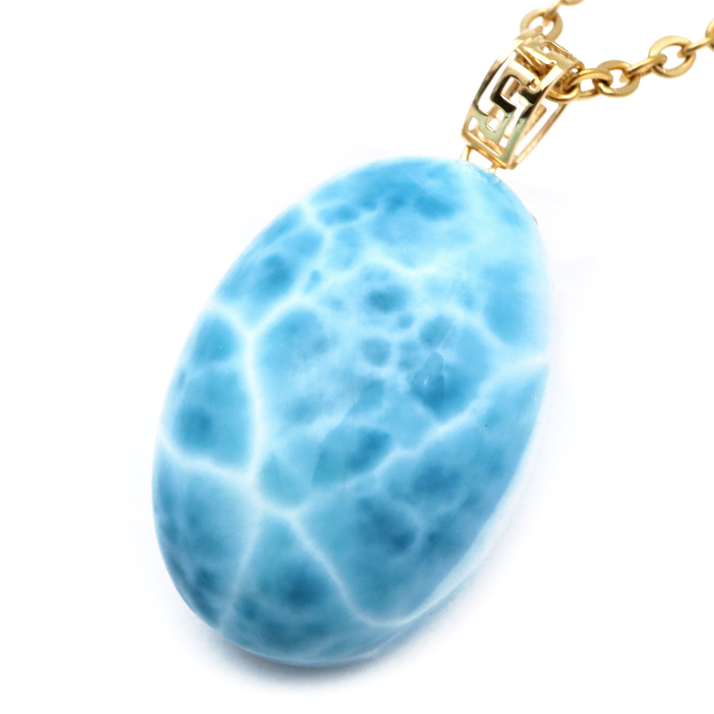 ラリマー ネックレス 天然石 ペンダント 18金 K18 ロイヤルクラス Srank スカイブルー ドミニカ産 パワーストーン 1点物