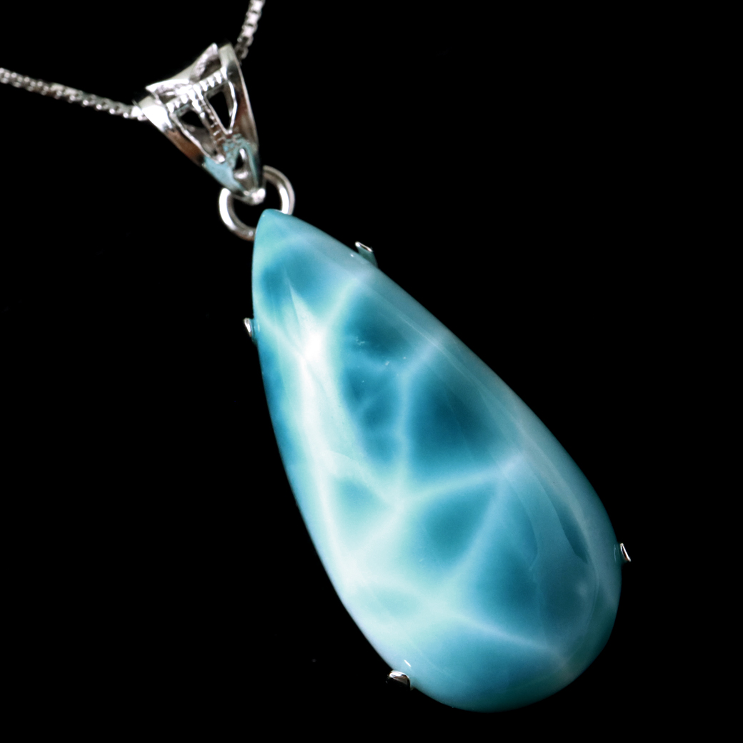 ラリマー ネックレス 天然石  ペンダント Silver925 ロイヤルクラス SSrank カリブ海を連想させるスカイブルー ドミニカ産