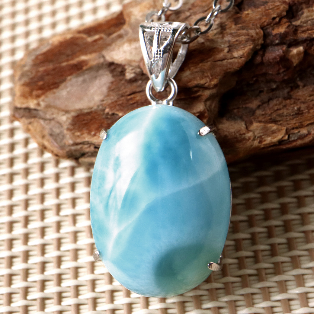 ラリマー ネックレス 天然石  ペンダント Silver925 カリブ海を連想させるスカイブルー ドミニカ産