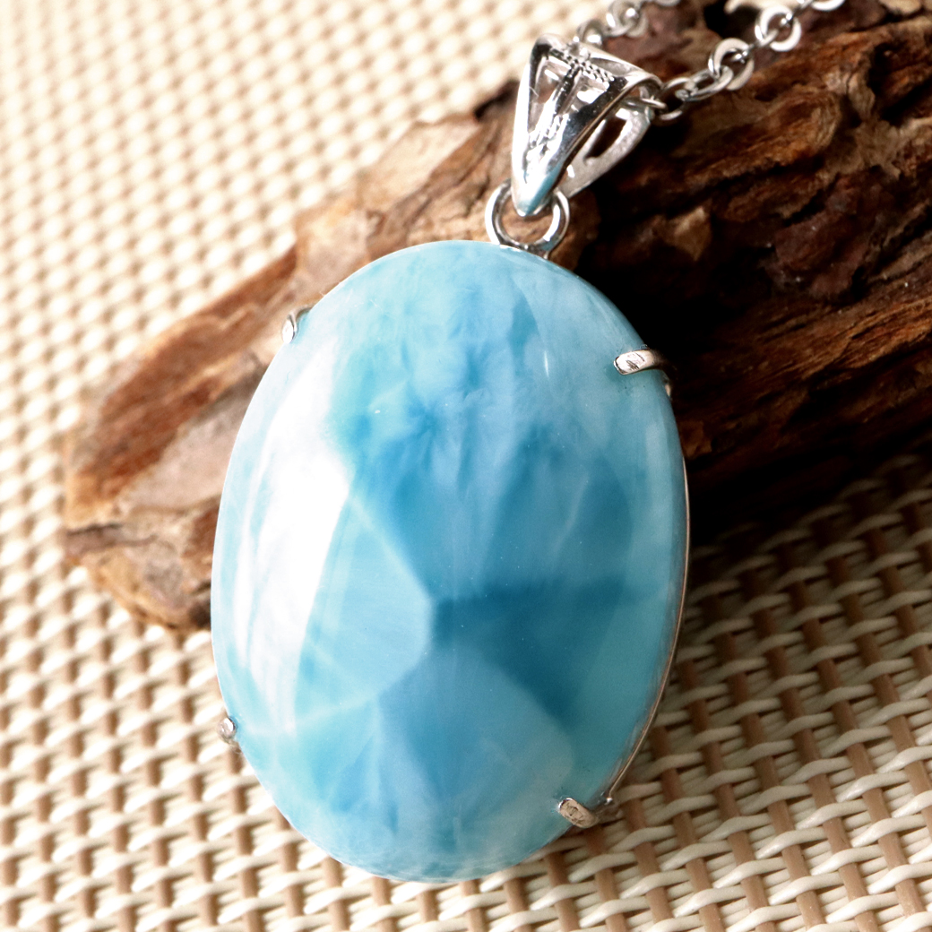 ラリマー ネックレス 天然石  ペンダント Silver925 カリブ海を連想させるスカイブルー ドミニカ産
