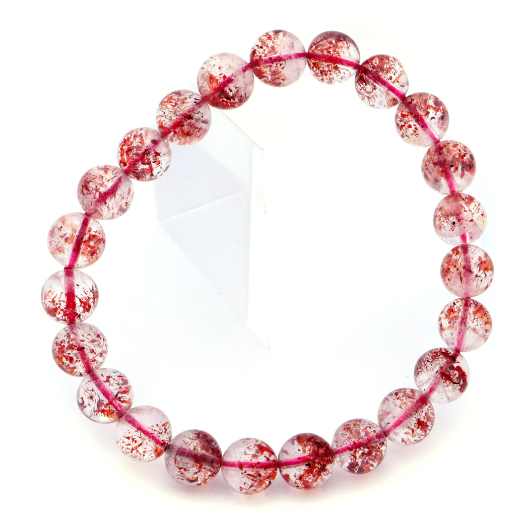 ファイアークォーツ ブレスレット 8mm 鱗鉄鉱入り水晶 天然石 AAA ブラジル産 1点物 レピドクロサイト イン クォーツ