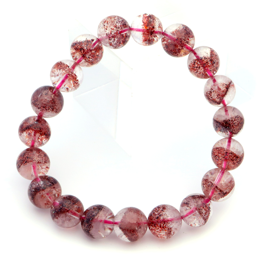 ファイアークォーツ ブレスレット 10.5mm 鱗鉄鉱入り水晶 天然石 AAA ブラジル産 1点物 レピドクロサイト イン クォーツ