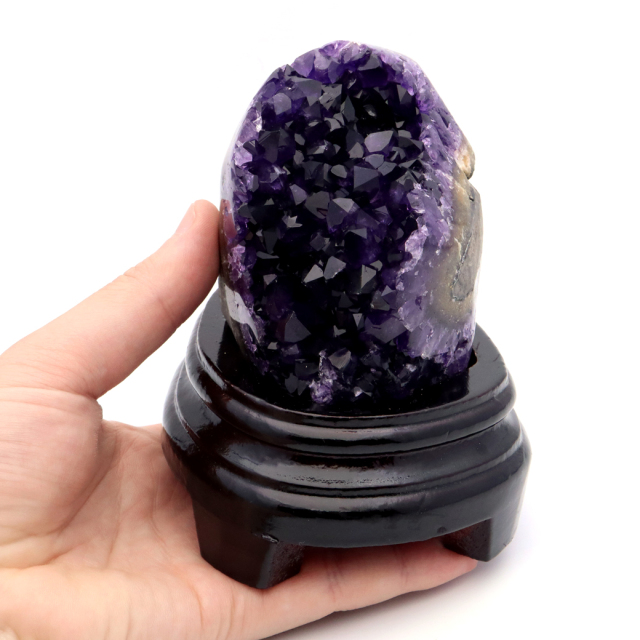 アメジスト クラスター 側面磨き 台座付き 紫水晶 置き物 原石ウルグアイ産 天然石 AAA 1点物 2月 誕生石