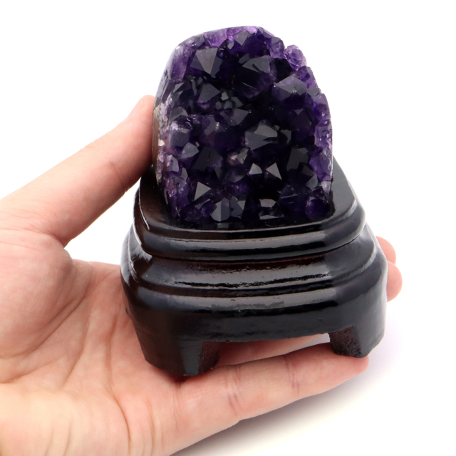 アメジスト クラスター 側面磨き 台座付き 紫水晶 置き物 原石ウルグアイ産 天然石 AAA 1点物 2月 誕生石