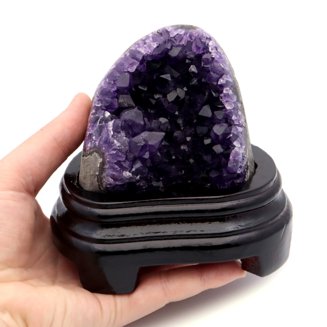 アメジスト クラスター 側面磨き 台座付き 紫水晶 置き物 原石ウルグアイ産 天然石 AAA 1点物 2月 誕生石