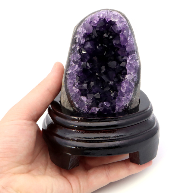 アメジスト クラスター 側面磨き 台座付き 紫水晶 置き物 原石ウルグアイ産 天然石 AAA 1点物 2月 誕生石
