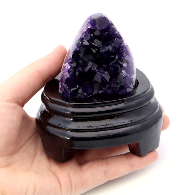 アメジスト クラスター 側面磨き 台座付き 紫水晶 置き物 原石ウルグアイ産 天然石 AAA 1点物 2月 誕生石