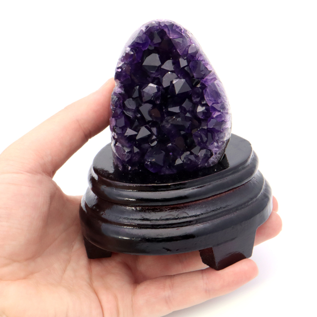 アメジスト クラスター 側面磨き 台座付き 紫水晶 置き物 原石ウルグアイ産 天然石 AAA 1点物 2月 誕生石