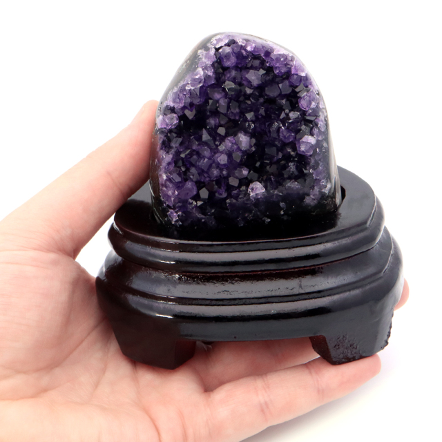 アメジスト クラスター 側面磨き 台座付き 紫水晶 置き物 原石ウルグアイ産 天然石 AAA 1点物 2月 誕生石