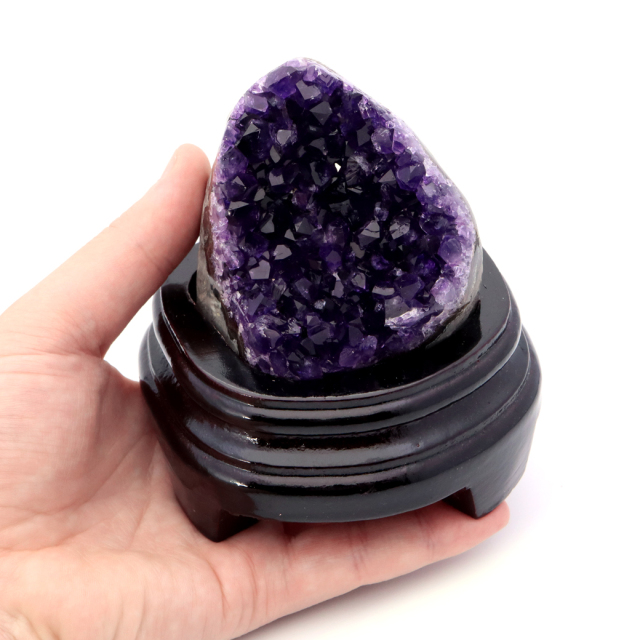 アメジスト クラスター 側面磨き 台座付き 紫水晶 置き物 原石ウルグアイ産 天然石 AAA 1点物 2月 誕生石