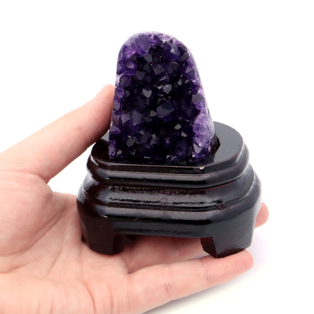 アメジスト クラスター 側面磨き 台座付き 紫水晶 置き物 原石ウルグアイ産 天然石 AAA 1点物 2月 誕生石