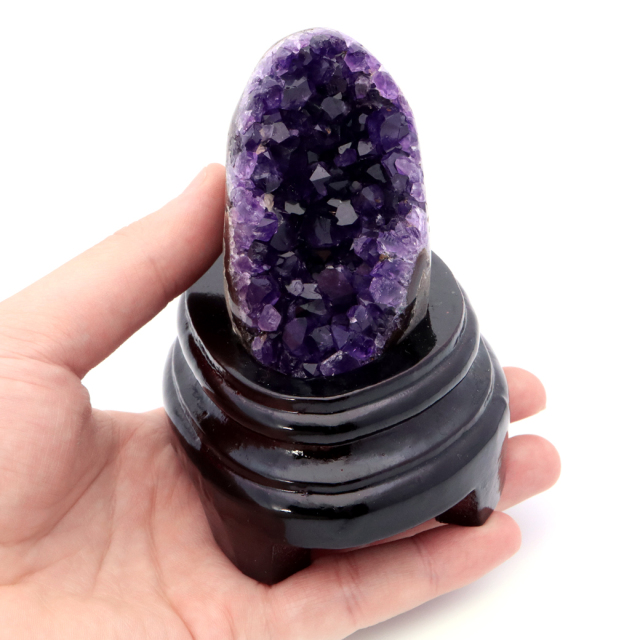 アメジスト クラスター 側面磨き 台座付き 紫水晶 置き物 原石ウルグアイ産 天然石 AAA 1点物 2月 誕生石