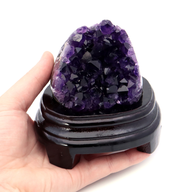 アメジスト クラスター 側面磨き 台座付き 紫水晶 置き物 原石ウルグアイ産 天然石 AAA 1点物 2月 誕生石