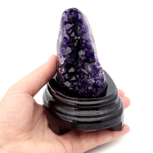 アメジスト クラスター 側面磨き 台座付き 紫水晶 置き物 原石ウルグアイ産 天然石 AAA 1点物 2月 誕生石