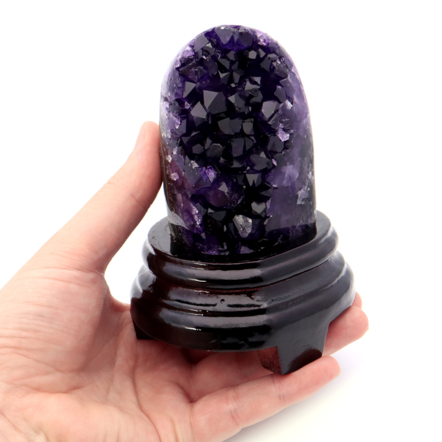 アメジスト クラスター 側面磨き 台座付き 紫水晶 置き物 原石ウルグアイ産 天然石 AAA 1点物 2月 誕生石