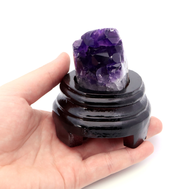 アメジスト クラスター 側面磨き 台座付き 紫水晶 置き物 原石ウルグアイ産 天然石 AAA 1点物 2月 誕生石