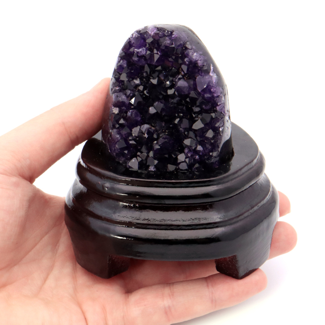 アメジスト クラスター 側面磨き 台座付き 紫水晶 置き物 原石ウルグアイ産 天然石 AAA 1点物 2月 誕生石