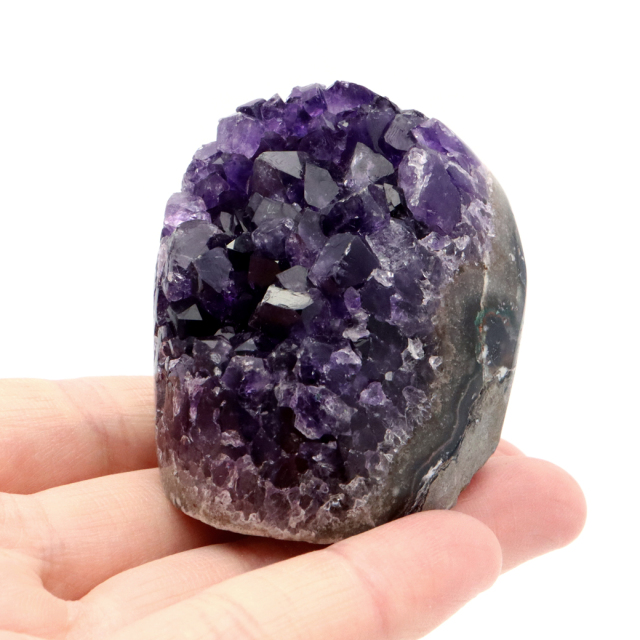 アメジスト クラスター 側面磨き AAA ドゥルーザ 紫水晶 置き物 原石 ウルグアイ産 天然石 1点物 2月 誕生石 天然石