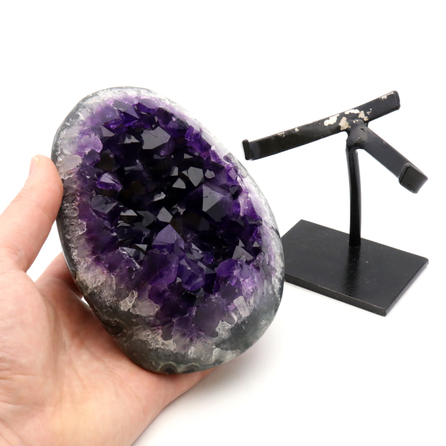 アメジスト クラスター 側面磨き 台座付き エクストラ グレード EX 紫水晶 置き物 原石 ウルグアイ産 天然石 1点物 2月 誕生石