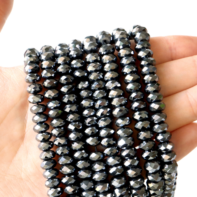 テラヘルツ鉱石 そろばんカット4x8mm ビーズ一連 長さ約40cm
