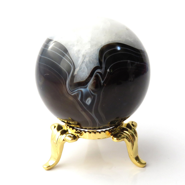 アゲート 瑪瑙 丸玉 40mm 台座付き 美品 天然石 パワーストーン