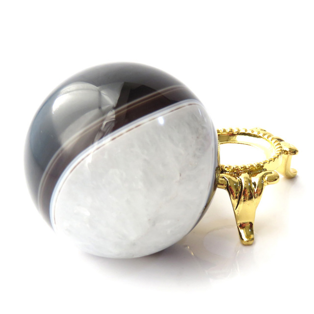 アゲート 瑪瑙 丸玉 40mm 台座付き 美品 天然石 パワーストーン