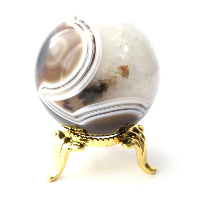 アゲート 瑪瑙 丸玉 40mm 台座付き 美品 天然石 パワーストーン