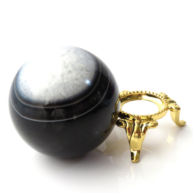 アゲート 瑪瑙 丸玉 40mm 台座付き 美品 天然石 パワーストーン