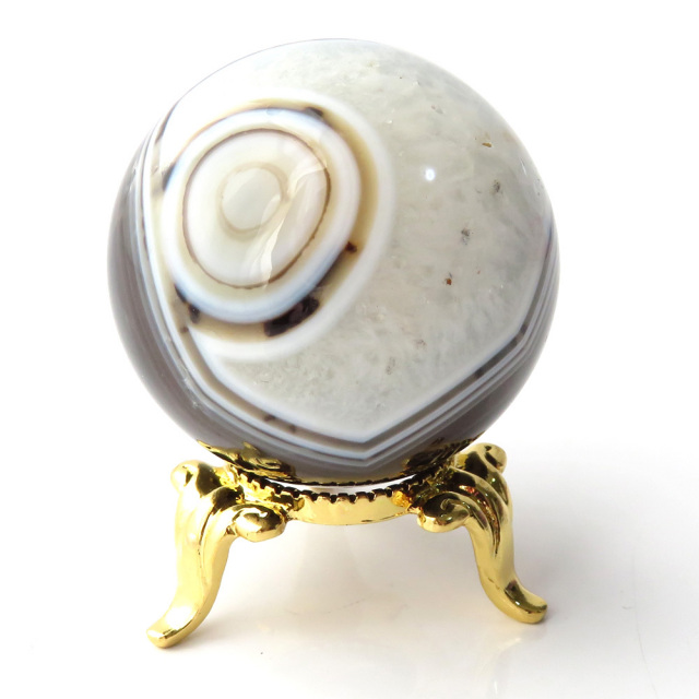 アゲート 瑪瑙 丸玉 40mm 台座付き 美品 天然石 パワーストーン