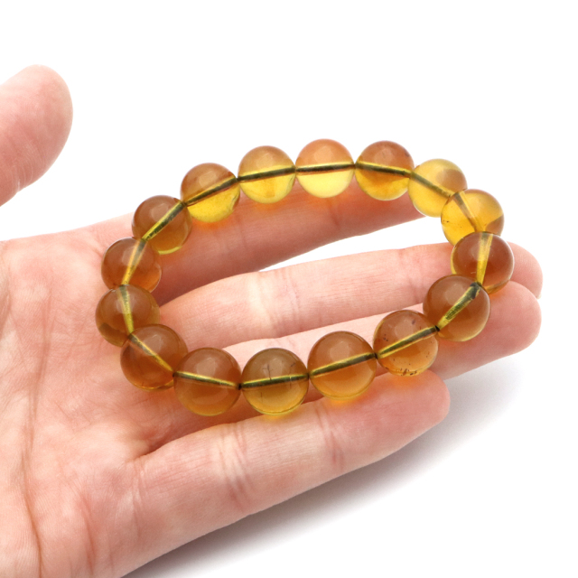 ブルーアンバー ブレスレット 12mm メキシコ産 琥珀 こはく メキシカンアンバー ブラックライト付き