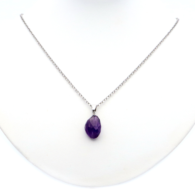 アメジスト ネックレス 天然石 ペンダント 紫水晶 ブラジル産 多面カット 2月 誕生石 1点もの