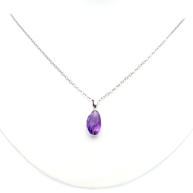 アメジスト ネックレス 天然石 ペンダント 紫水晶 ブラジル産 多面カット 2月 誕生石 1点もの