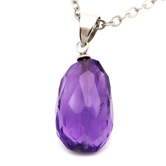 アメジスト ネックレス 天然石 ペンダント 紫水晶 ブラジル産 多面  
