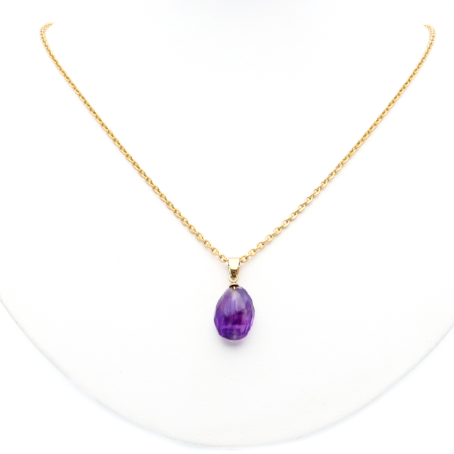 アメジスト ネックレス 天然石 ペンダント 紫水晶 マダガスカル産 多面カット 2月 誕生石 1点もの