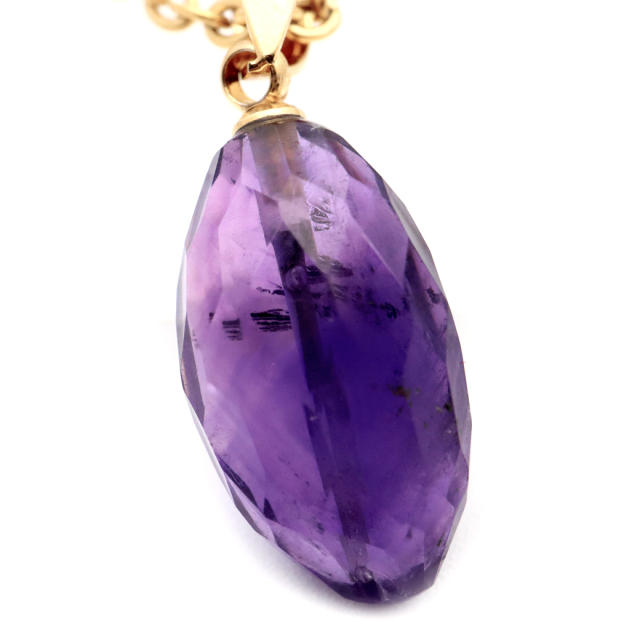 アメジスト ネックレス 天然石 ペンダント 紫水晶 マダガスカル産 多面カット 2月 誕生石 1点もの