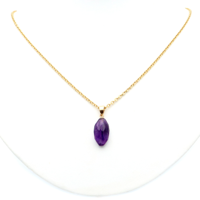 アメジスト ネックレス 天然石 ペンダント 紫水晶 マダガスカル産 多面カット 2月 誕生石 1点もの