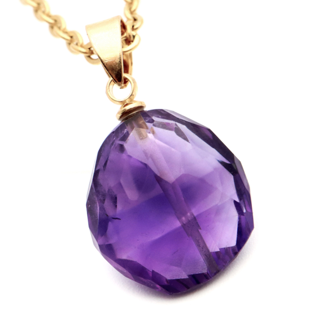 アメジスト ネックレス 天然石 ペンダント 紫水晶 マダガスカル産 多面カット 2月 誕生石 1点もの