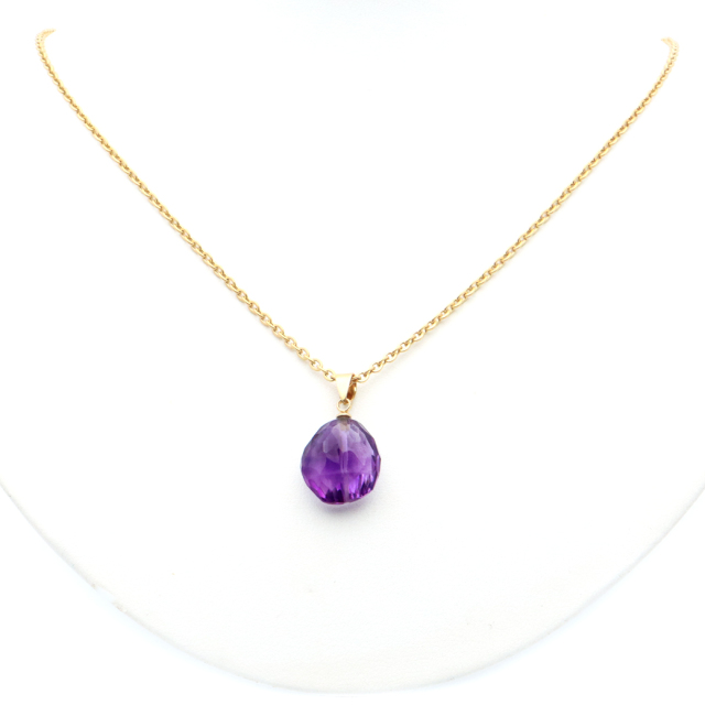 アメジスト ネックレス 天然石 ペンダント 紫水晶 マダガスカル産 多面カット 2月 誕生石 1点もの