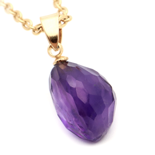 アメジスト ネックレス 天然石 ペンダント 紫水晶 マダガスカル産 多面カット 2月 誕生石 1点もの