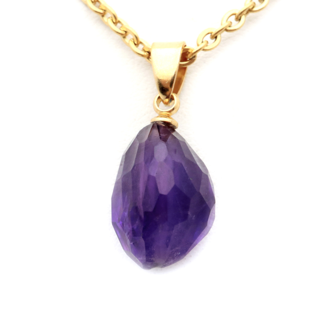 アメジスト ネックレス 天然石 ペンダント 紫水晶 マダガスカル産 多面カット 2月 誕生石 1点もの